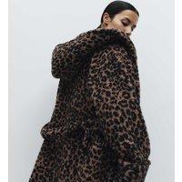 M&S Teddy Borg Leopard Print Dressing Gown Brown Mix