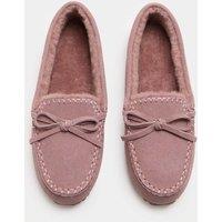 M&S Suede Stitch Detail Moccasin Slippers Blush