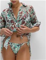 Printed Tie Side High Leg Bikini Bottoms