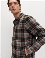 Regular Fit Checked Fleece Lined Overshirt
