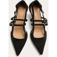 Suede Buckle Strappy Kitten Heels