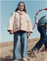 2pc Blanket Stitch Borg Coat & Scarf Set (2-10 Yrs)