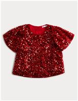 Sequin Flutter Sleeve Top (2-10 Yrs)