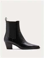 Leather Chelsea Block Heel Ankle Boots