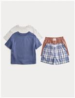 2 Pack Pure Cotton Boxer Short Pyjama Sets (3-16 Yrs)