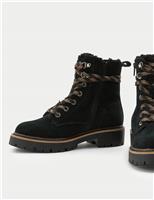 Suede Borg Lined Block Heel Winter Boots