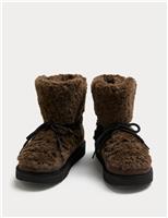 Borg Chunky Lace Up Winter Boots
