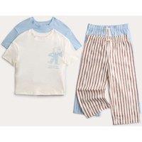 M&S 2 Pack Cotton Rich Pyjama Sets (1-8 Yrs) Blue Mix