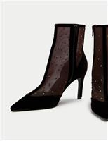 Mesh Heeled Ankle Boots