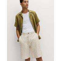 M&S Loose Fit Pure Linen Chino Shorts Natural Mix