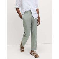 M&S Regular Fit Linen Blend Chinos Pistachio