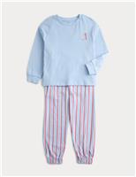 M&S Pure Cotton Graphic Pyjama Set (12 Mths - 8 Yrs) Blue Mix