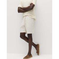 M&S Cotton Linen Blend Stretch Shorts Stone Mix