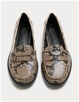 Snake Print Flat Penny Loafers