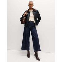 M&S Pintuck Wide Leg Ankle Grazer Jeans Indigo Mix