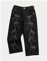 Pure Cotton Denim Diamant Bow Jeans (2-8 Yrs)