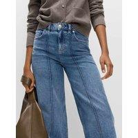M&S High Waisted Pintuck Wide Leg Jeans Medium Indigo