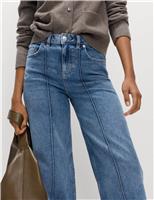 High Waisted Pintuck Wide Leg Jeans