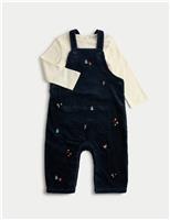 2pc Pure Cotton Christmas Dungaree Outfit