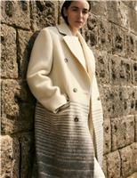 Pure Italian Wool Striped Longline Overcoat