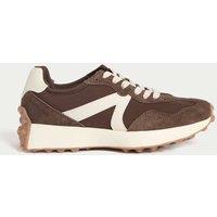 M&S Leather Side Detail Trainers Brown