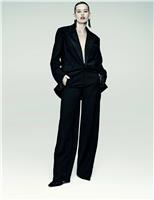 Wool Blend Satin Trim Tailored Blazer