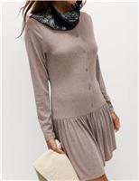 Jersey Drop Waist Mini Skater Dress