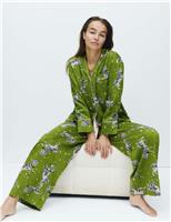 Pure Cotton Sateen Zebra Print Pyjama Set