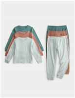 3pk Cotton with Stretch Ribbed Pyjama Sets