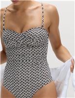 Tummy Control Printed Padded Bandeau Swimsuit