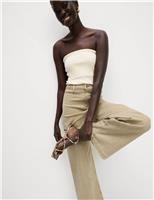 High Waisted Wide Leg Ankle Grazer Jeans