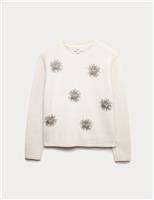Gem Detail Embellished Jumper with Wool