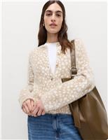 Animal Print Crew Neck Cardigan