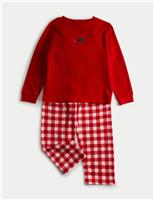 Fleece Christmas Car Gingham Pyjamas (1-8 Yrs)