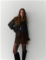 Lace Detail V-Neck Ruffle Blouse