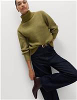 Cloud-yarn Ribbed Roll Neck Jumper