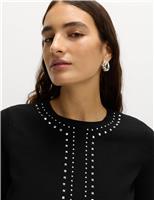 Stud Embellished Crew Neck Jumper