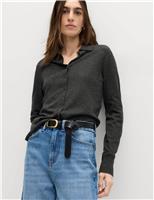 Collared Slim Fit Cardigan with Wool