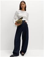 Lace Textured Crew Neck Blouse