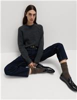 Textured Crew Neck Jumper with Wool