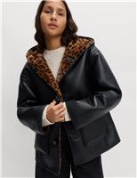 Faux Leather Animal Print Reversible Jacket