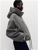 Wool Blend Textured Padded Hood Jacket