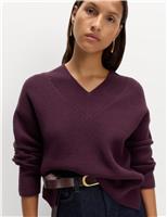 Ribbed V-Neck Relaxed Jumper