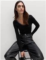 Embellished Scoop Neck Knitted Top