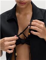 Beaded Collared Tie Front Beach Shirt