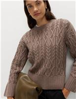 Wool Blend Textured Crew Neck Jumper