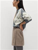 Brushed Mini Wrap Skirt with Wool