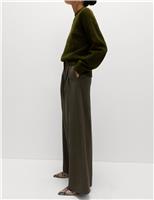 Pleat Front Wide Leg Trousers with Wool