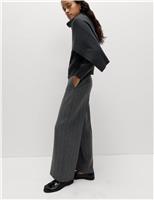 Flannel Pinstripe Wide Leg Trousers