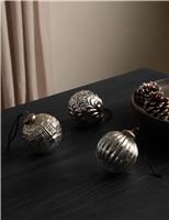 3pk Silver Glass Mercury Hanging Baubles